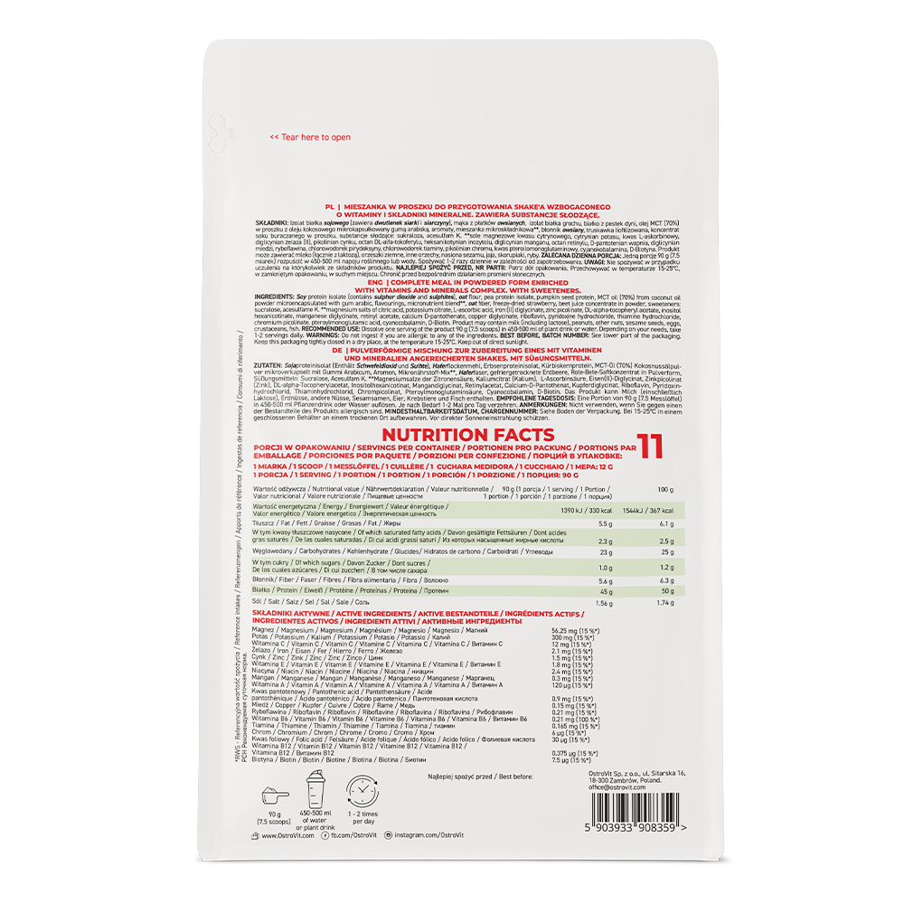 Vegan Meal Shake Aardbei 1000 g — afbeelding 3