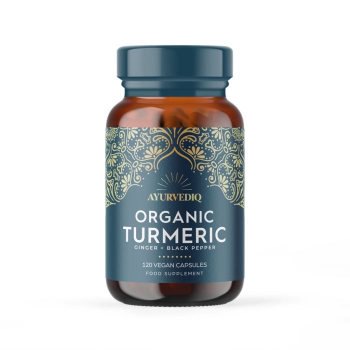 Biologisch kurkuma, gember en zwarte peperextract | 120 Capsules | Ayurvediq