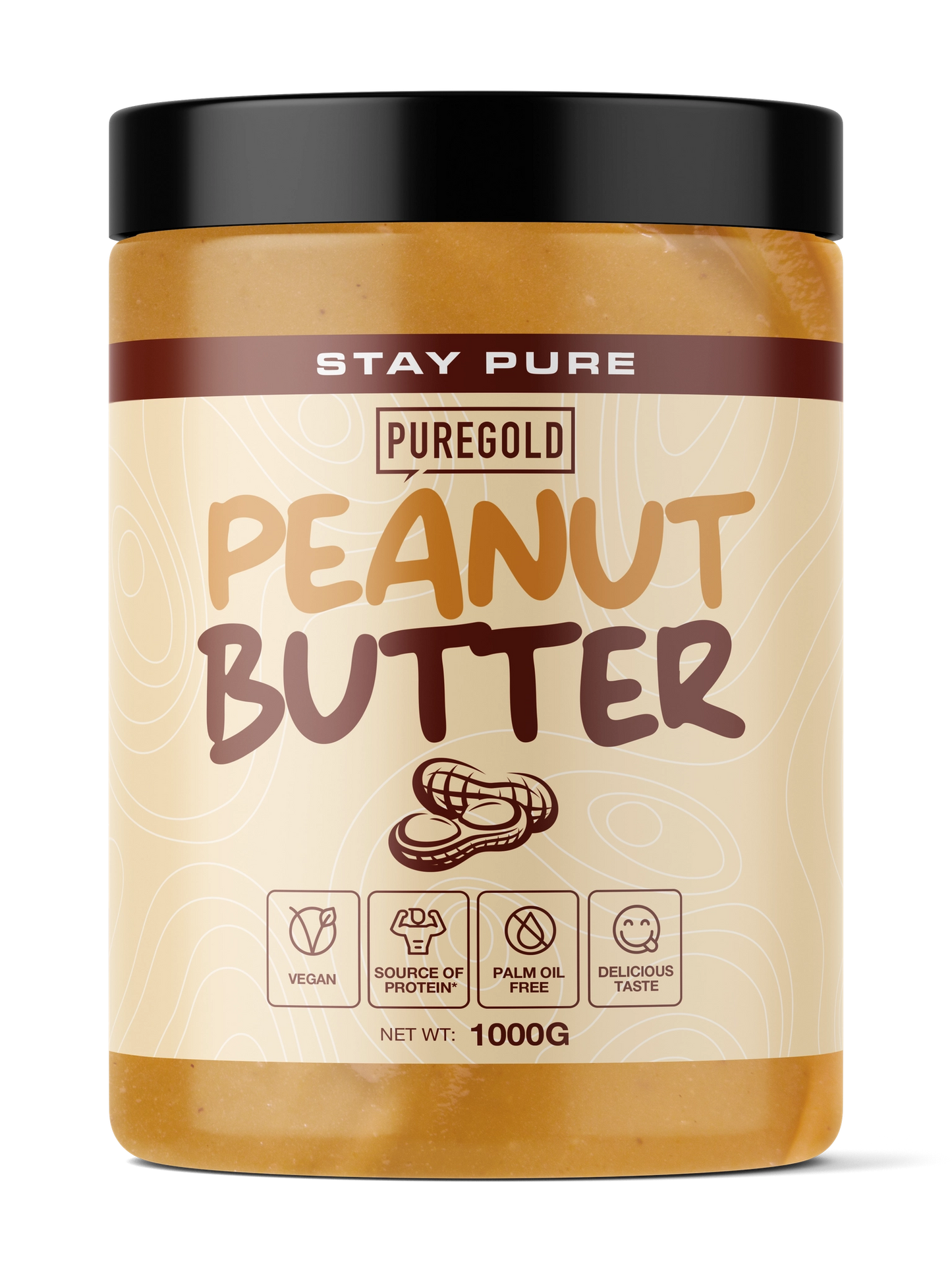 Pure Gold Peanut Butter 100% Pinda’s – 1 kg, vegan, zonder palmolie