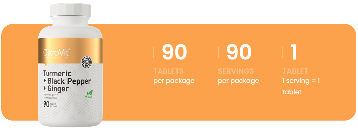 Turmeric + Black Pepper + Ginger – 90 vegan tabletten | OstroVit