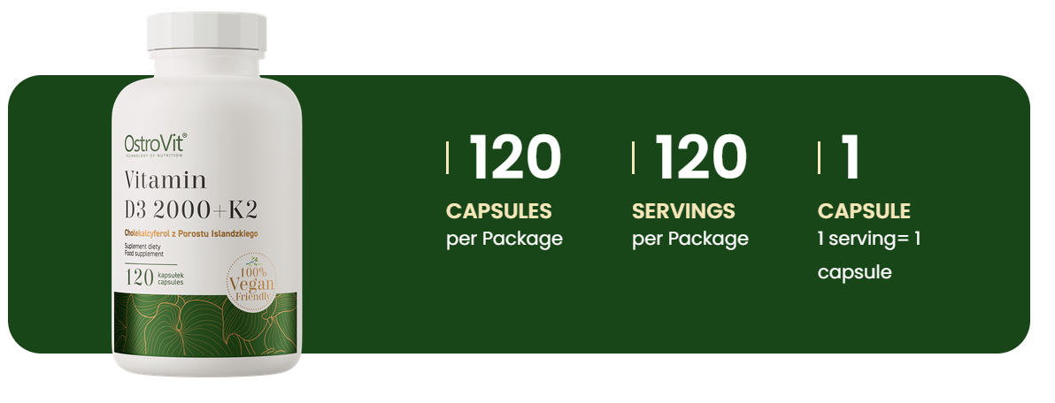 Vitamine D3 2000 + K2 | Vegan | 120 capsules | OstroVit