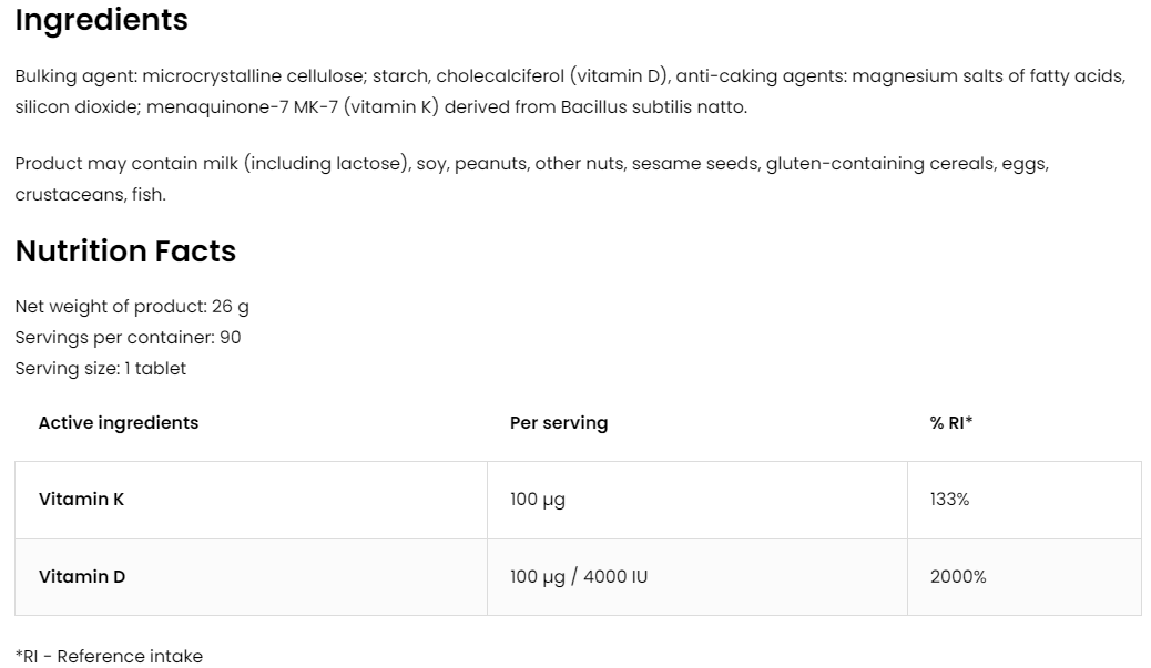 D3 4000 IE + K2 MK‑7 – 90 tabletten | OstroVit Pharma