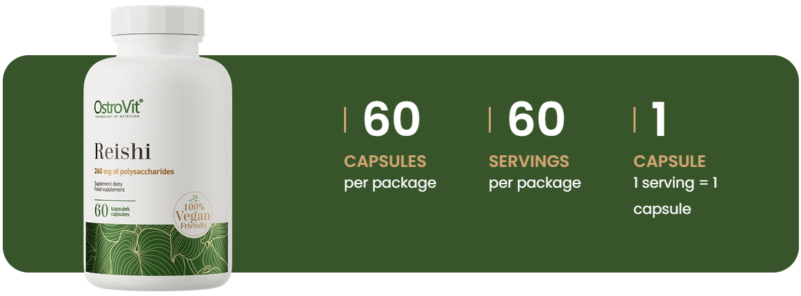 Reishi VEGE – 60 vegan capsules, 600 mg extract | OstroVit