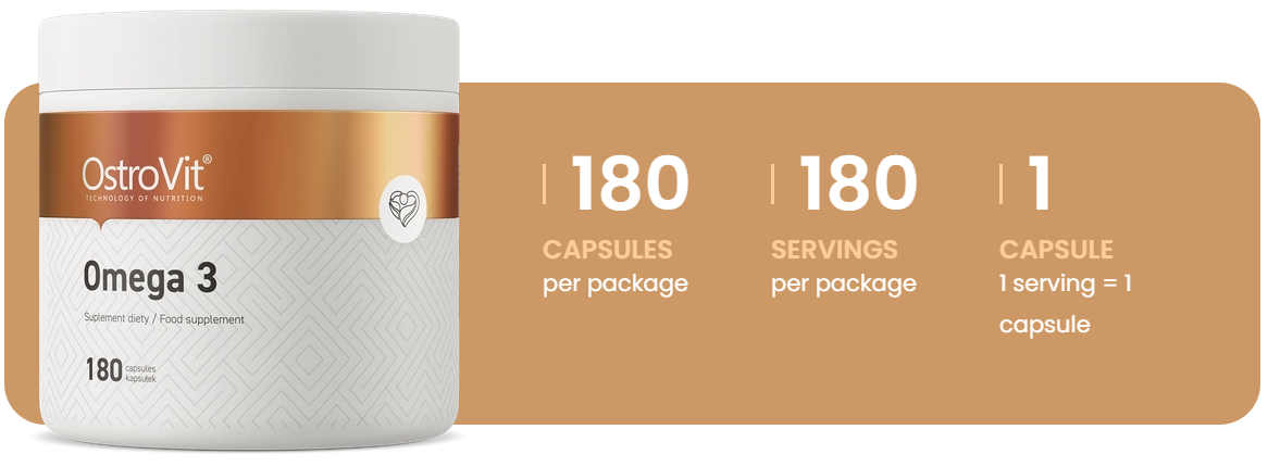 Omega 3 – 180 softgels, 1000 mg visolie, 300 mg EPA+DHA | OstroVit