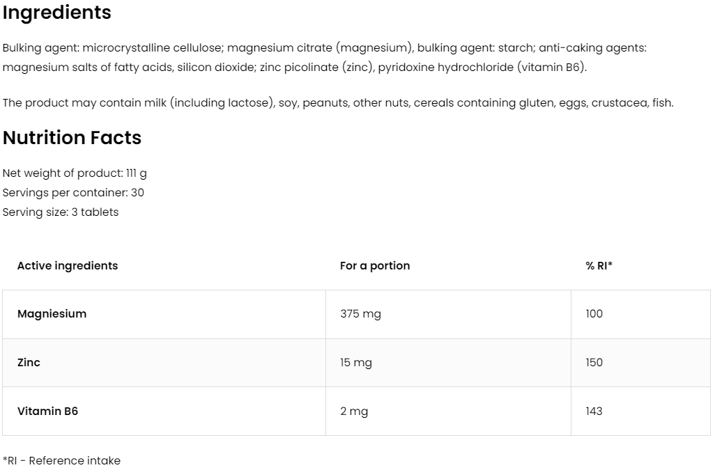 MgZB – magnesium, zink & B6 – 90 tabletten | OstroVit