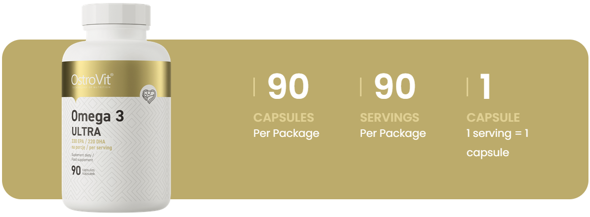 Omega 3 Ultra – 90 softgels, 330 mg EPA + 220 mg DHA | OstroVit