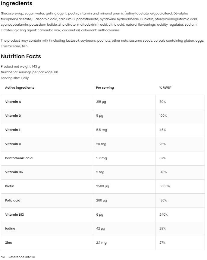 NUTRISIE® | Healthy Hair Gummies | 60 Stuks | Blauwe bes-framboos | OstroVit