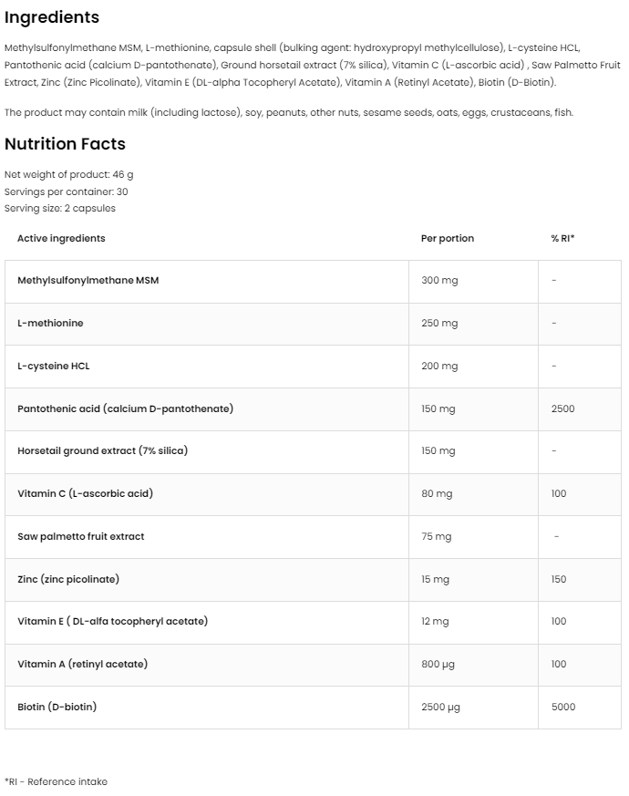 Bison Beard – 60 vegan capsules, Biotine + Zink | OstroVit Pharma