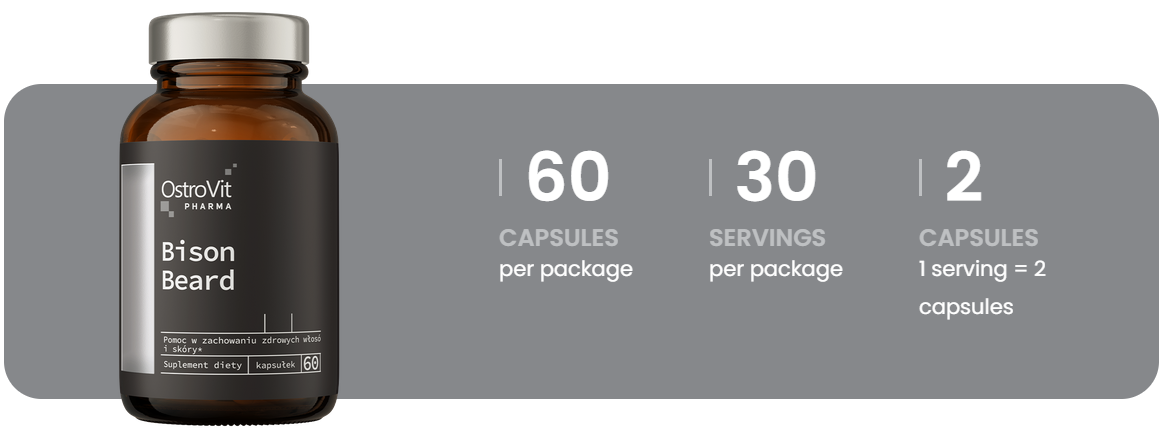 Bison Beard – 60 vegan capsules, Biotine + Zink | OstroVit Pharma