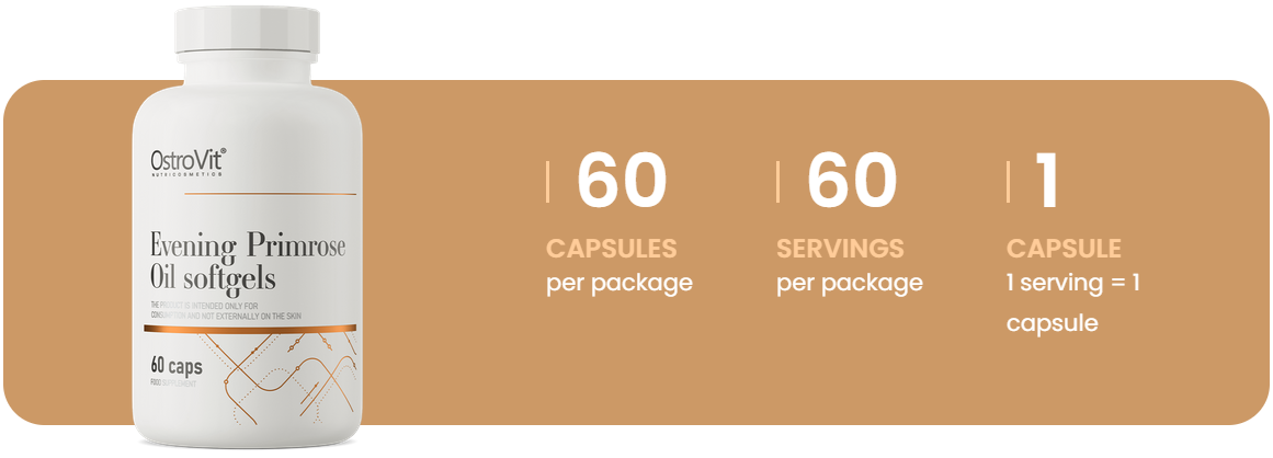 Evening Primrose Oil – 60 softgels, 1000 mg + vitamine E | OstroVit