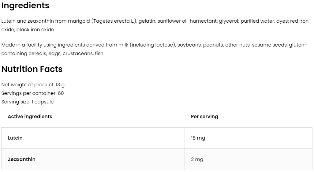 Lutein + Zeaxanthin – 60 capsules | OstroVit