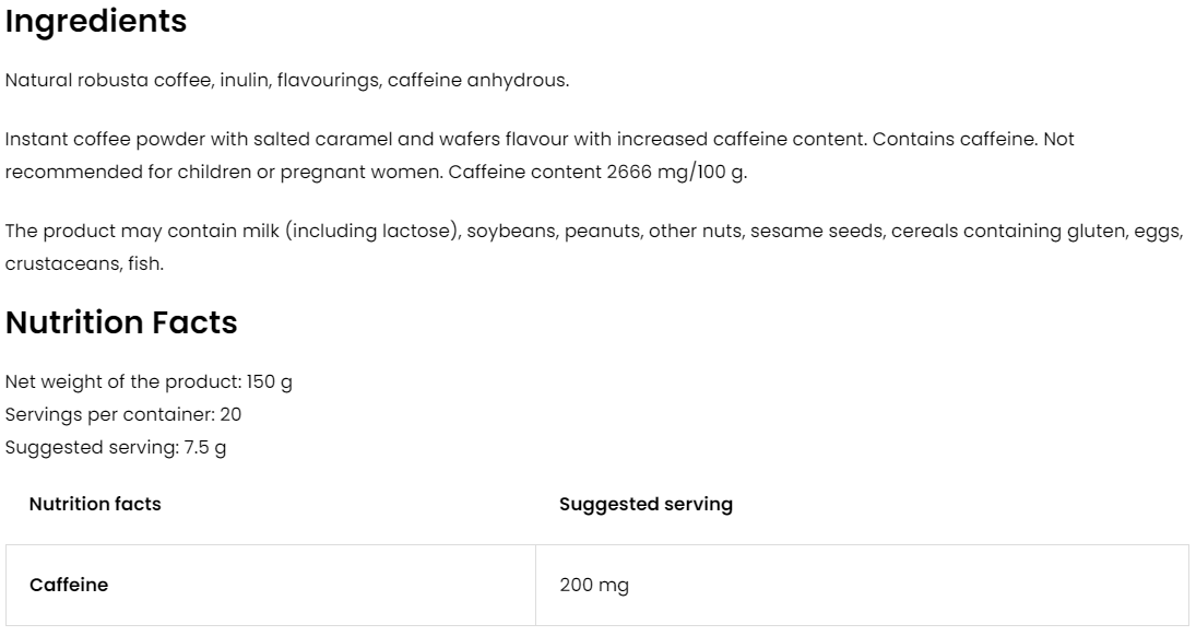 Koffie | Extreme | Caffeine | 150 g | Gezouten Karamel en Wafels | OstroVit