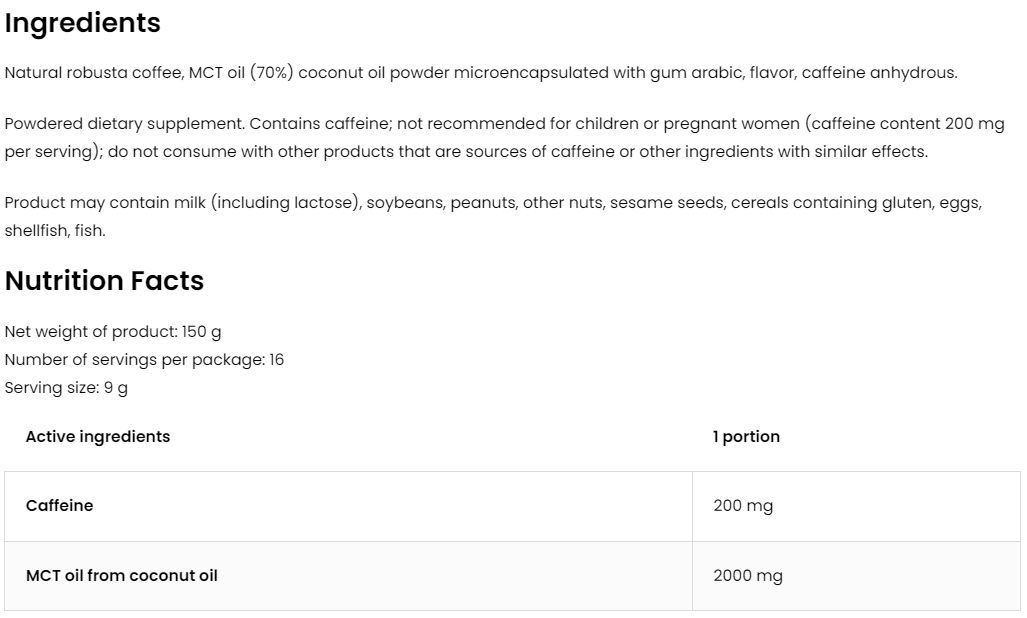 Bulletproof Coffee | Caffeine | 150 g | Witte Chocolade | OstroVit