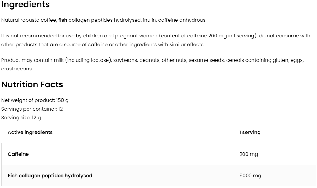 Coffee with Marine Collagen – 150 g, Naturel | OstroVit
