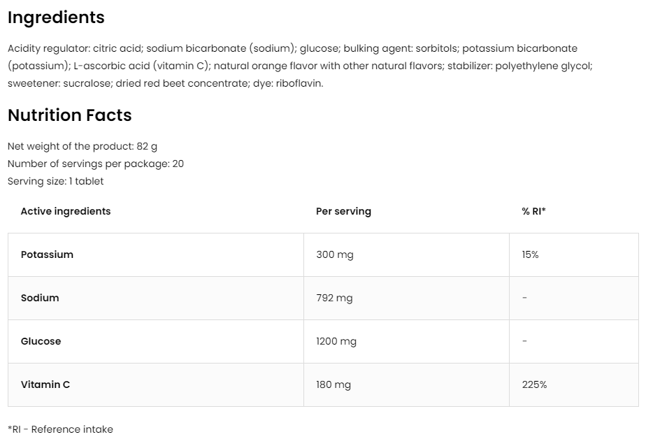 Electrolytes 20 bruistabletten – sinaasappel, vegan | OstroVit