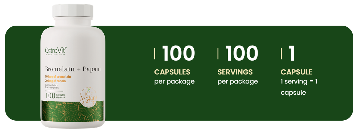 Bromelain | Papain | VEGE | 100 Capsules | OstroVit