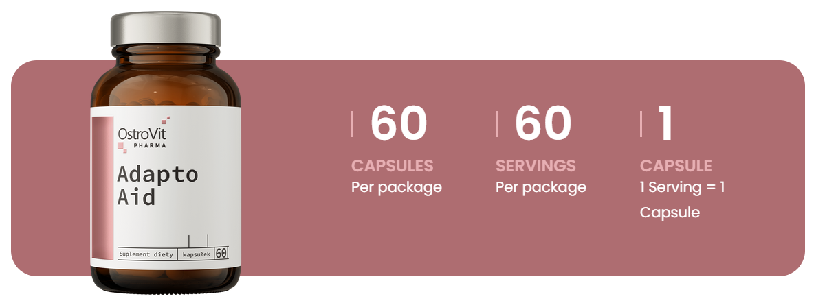 Adapto Aid – 60 vegan capsules, L‑theanine + gestandaardiseerde kruiden | OstroVit Pharma