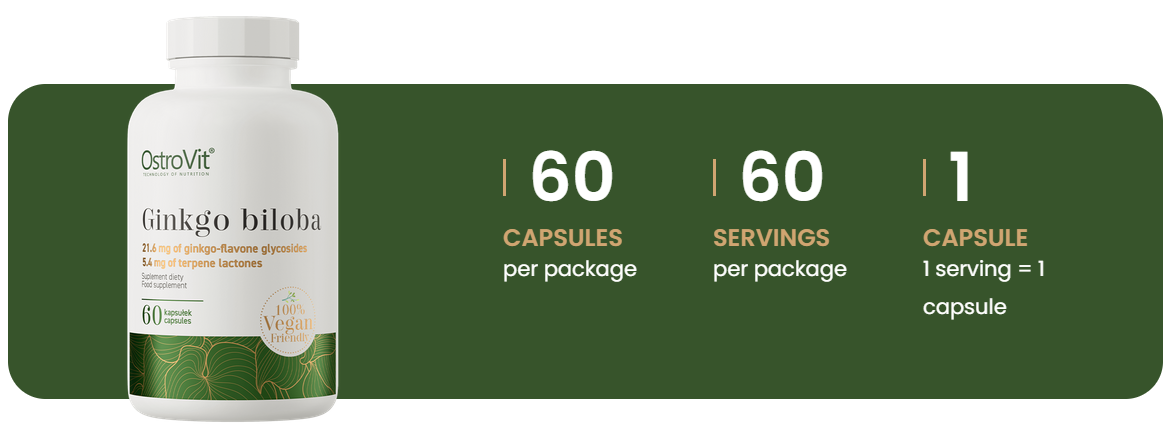 Ginkgo Biloba VEGE – 60 capsules, 90 mg extract (24%/6%) | OstroVit