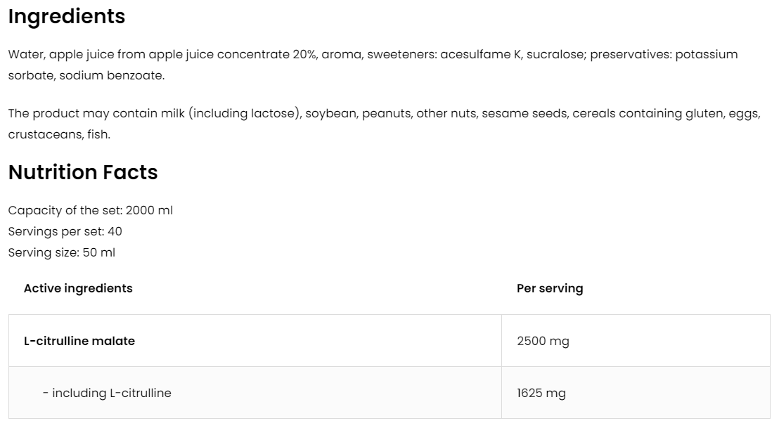 Citrulline | Shot | 20x 100 ml | Cranberry | OstroVit