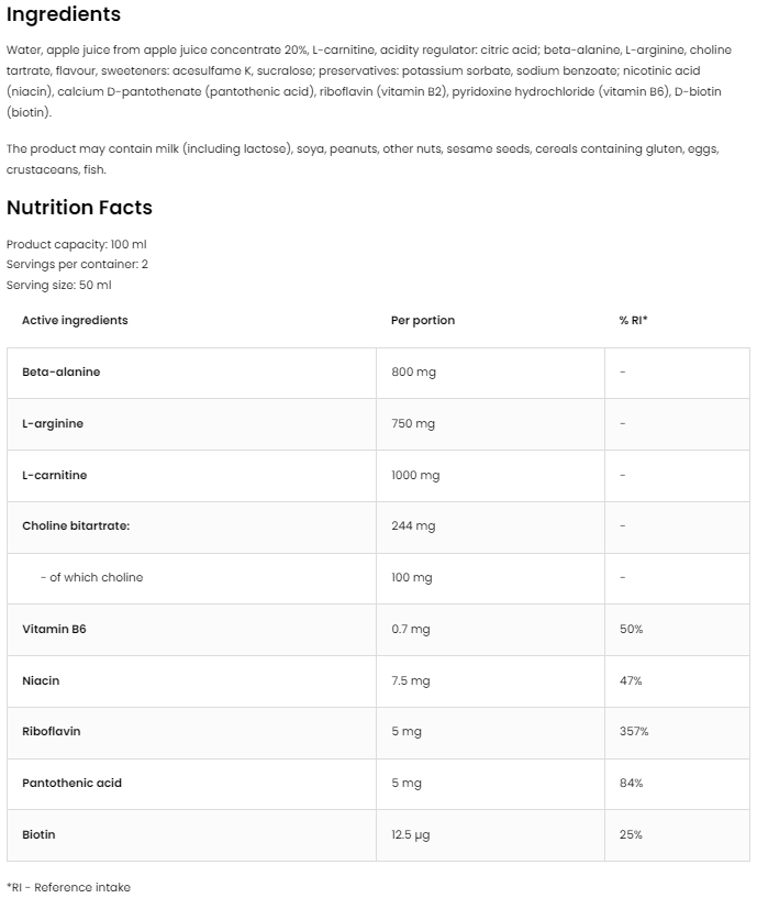 Fat Burner | Shot | Zonder cafeïne | 100 ml | Ananas | OstroVit