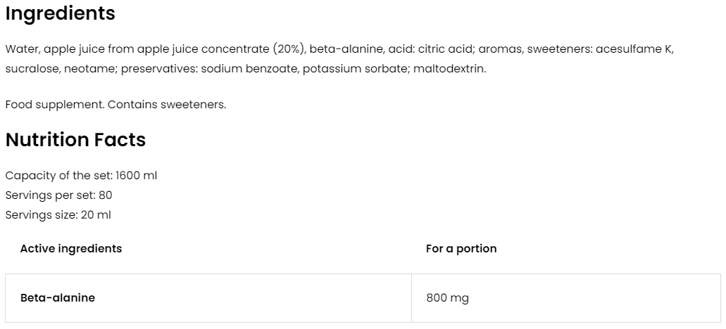 Beta-Alanine | Shot | 20x 80 ml | Kers-Citroen-Limoen | OstroVit