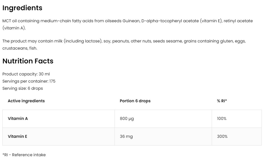 Vitaminen A+E | druppels | 175 Porties | 30 ml | OstroVit Pharma
