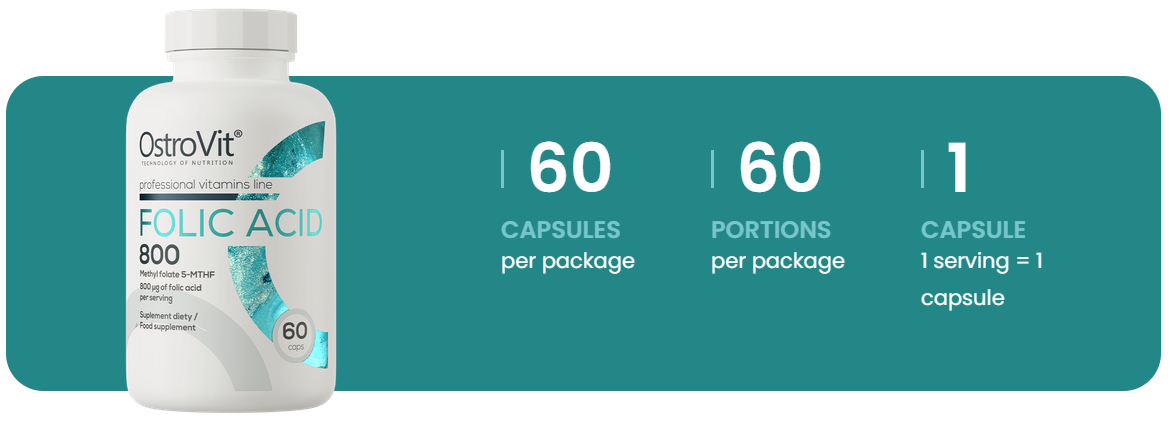 Metyl folate 5-MTHF | Methylfolaat 5-MTHF | 60 Capsules | OstroVit
