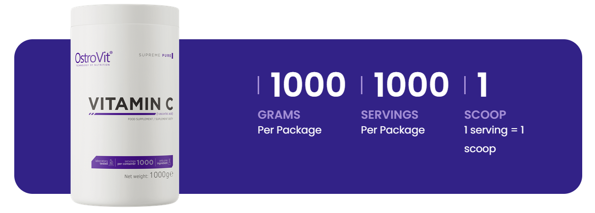 Vitamin C – 1000 g poeder, 1000 mg per portie | OstroVit