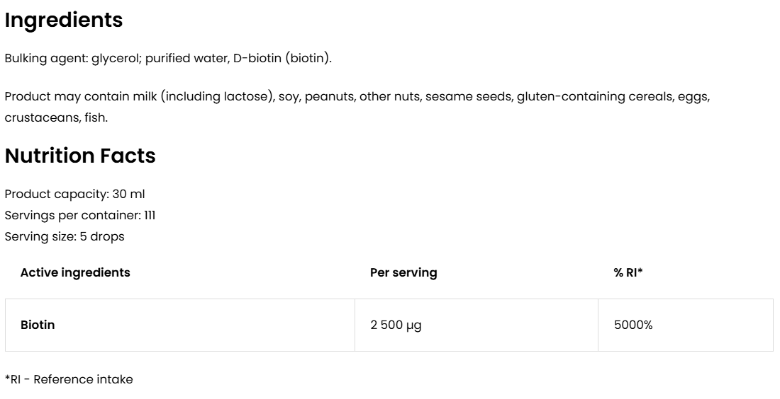 Biotine | Druppels | 2500 µg | 111 Porties | OstroVit Pharma