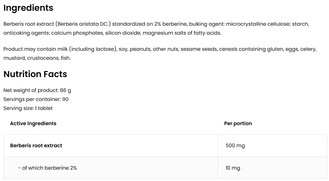Berberine VEGE – 90 tabletten, vegan | 500 mg berberis‑extract | OstroVit
