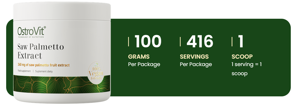 Saw Palmetto Extract – 100 g poeder, 416 porties, Vegan | OstroVit