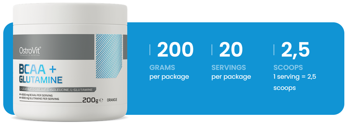 BCAA + Glutamine | 200 g | Sinaasappel | OstroVit