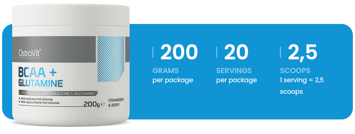 BCAA + Glutamine | 200 g | Wilde Aardbei Bosbes | OstroVit