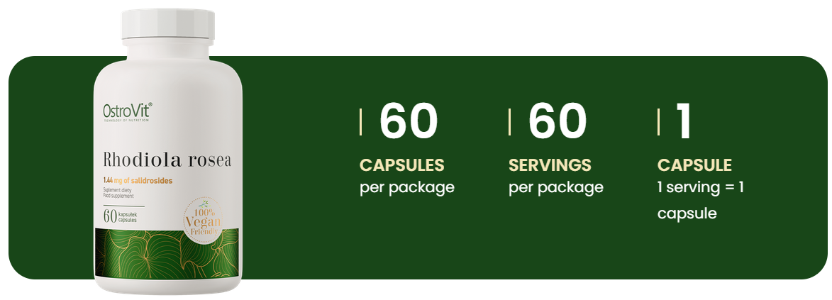 Rhodiola rosea VEGE – 60 vegan capsules, Gestandaardiseerd (1% salidrosiden) | OstroVit