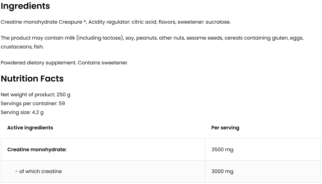 Creatine Monohydraat Creapure® | 250 g | Cola met Rum | OstroVit