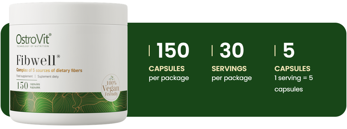 Fibwell® VEGE – 150 vegan capsules, 5‑in‑1 vezelmix | OstroVit