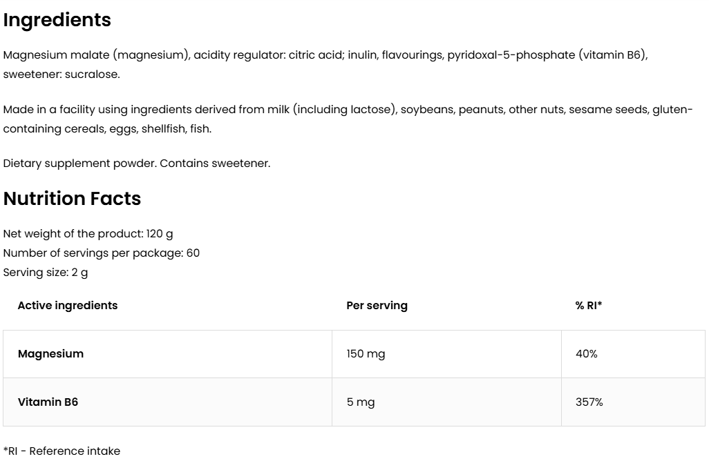 Magnesium Malaat | 120 g | Limoen | OstroVit