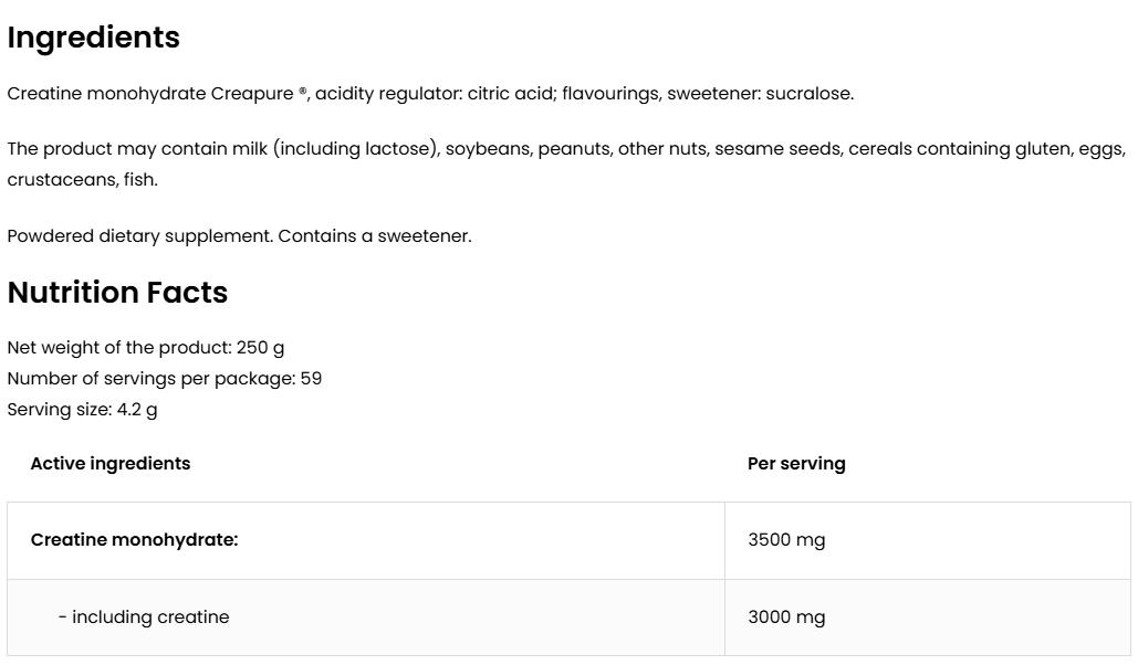 Creatine Monohydraat Creapure® | 250 g | Appel-munt | OstroVit