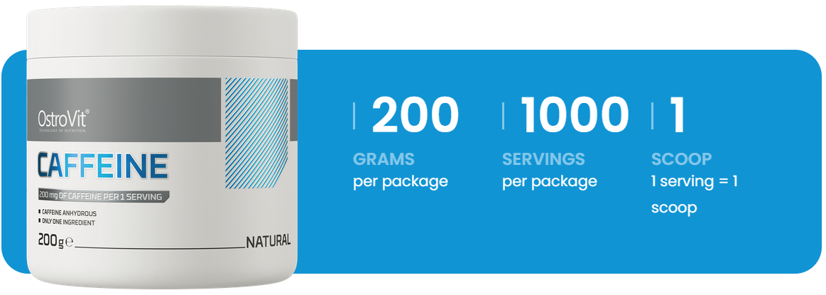 Caffeine Powder – 200 g, 200 mg per portie | OstroVit