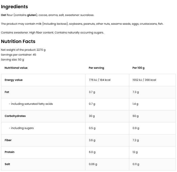 Instant Oats | 2270 g | Chocolade | Eiwit Oats | OstroVit