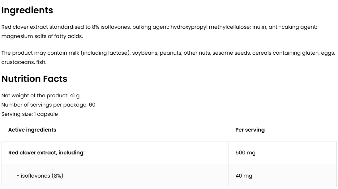 Rode Klaver | 8% isoflavonen | 60 Capsules | OstroVit Pharma