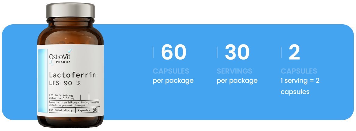 Lactoferrin LFS 90% – 60 capsules, Met vitamine C | OstroVit Pharma