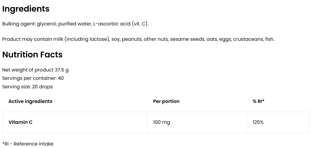 Vitamine C | Druppels | 30 ml | OstroVit Pharma