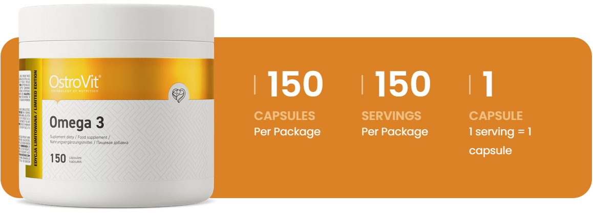 Omega‑3 – 150 softgels, 1000 mg visolie, 180 mg EPA + 120 mg DHA | OstroVit