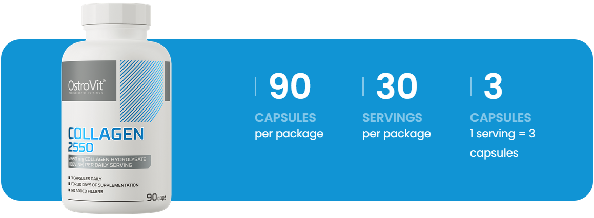 Collagen 2550 mg – 90 capsules, 2550 mg per portie | OstroVit