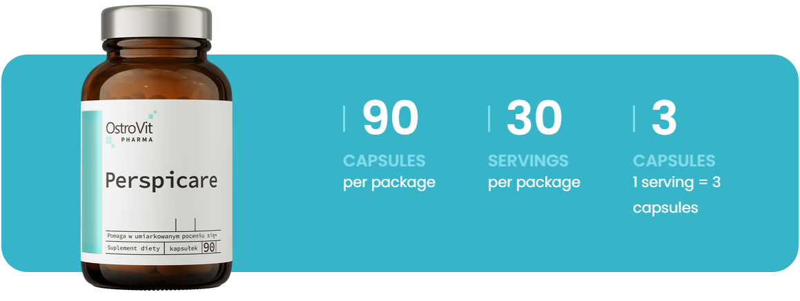 Perspicare – 90 vegan capsules, 4 botanische extracten, Zweetblokker | OstroVit Pharma