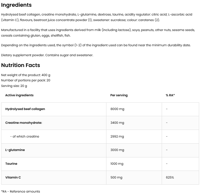 CGT + Collageen + Vitamine C | 400 g | Perzik | OstroVit