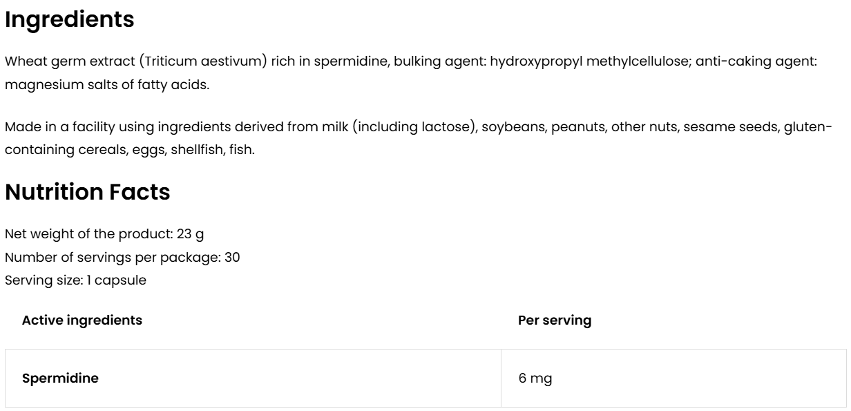 Spermidine | 30 Capsules | OstroVit Pharma