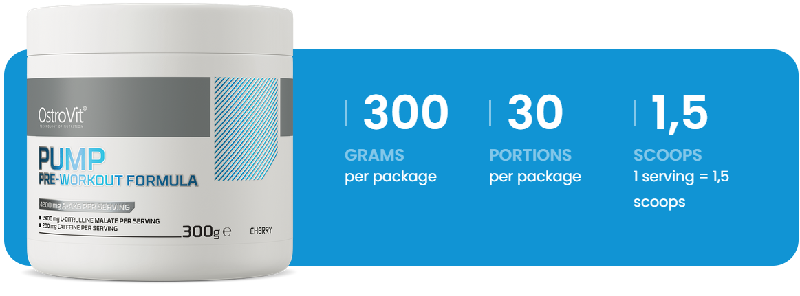 PUMP Pre-Workout Formule | 300 g | Kers 🍒 | OstroVit