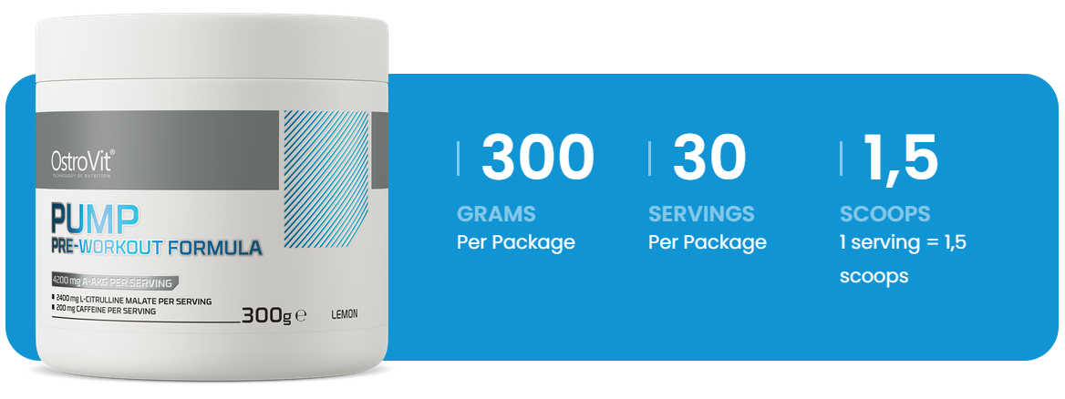PUMP Pre-Workout Formule | 300 g | Citroen 🍋 | OstroVit